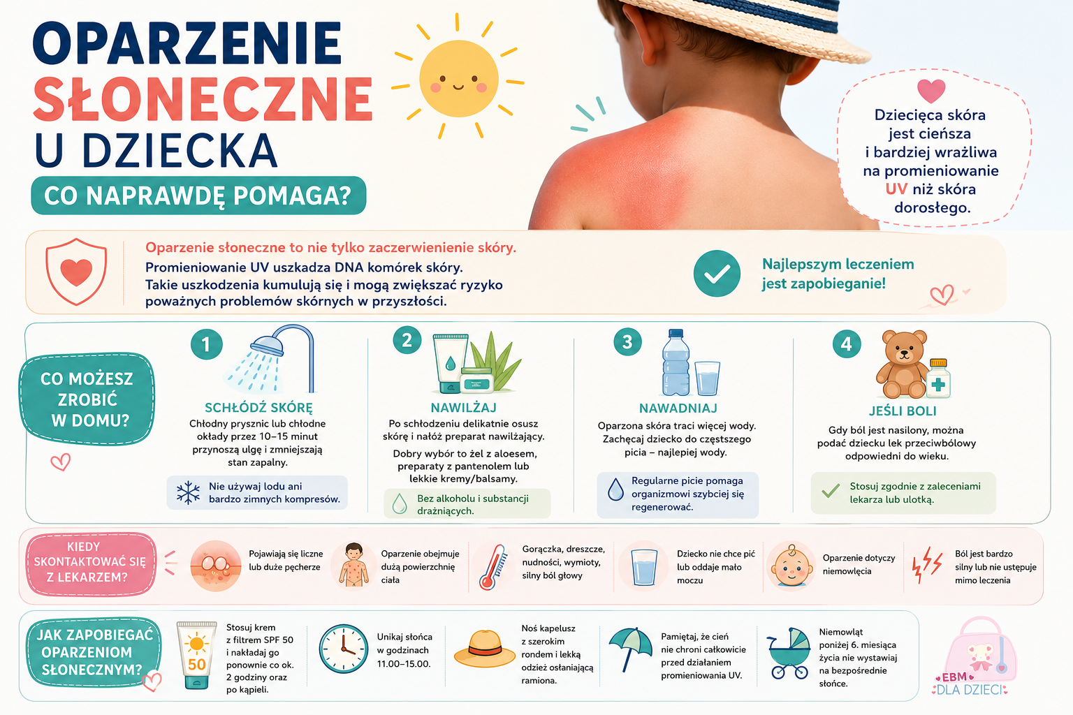 Oparzenie słoneczne u dziecka – co pomaga,  czego unikać?